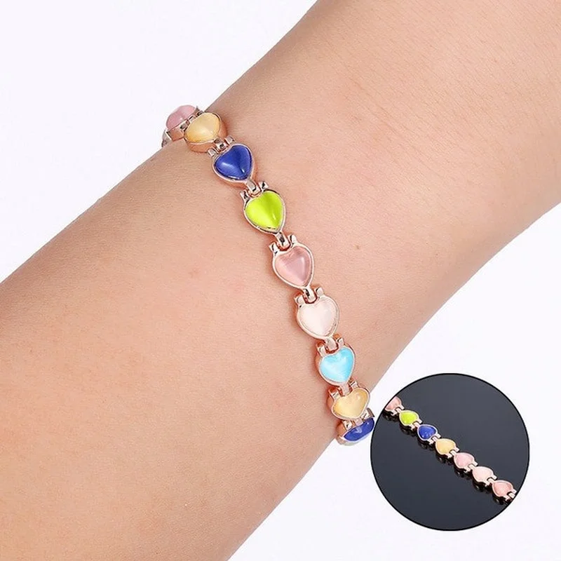 Natural Exquisite Opal Cat's Eye Stone Gold Color  Plated Magnetic Bracelet Women Health Care Weight Loss Anti-fatigue Jewelry