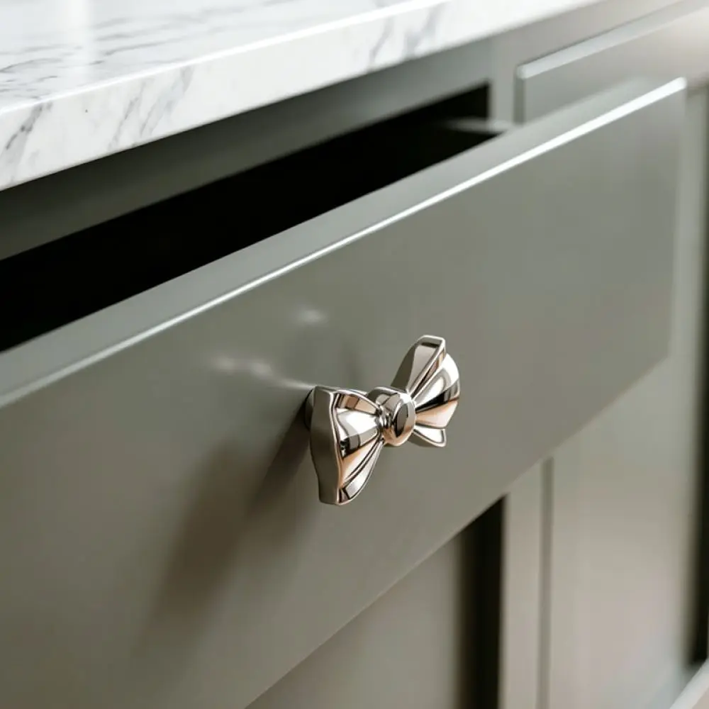 Vintage French Style Furniture Knob Titanium Silver Zinc Alloy Cabinet Handle For Drawer Wardrobe Closet Door Modern Decor