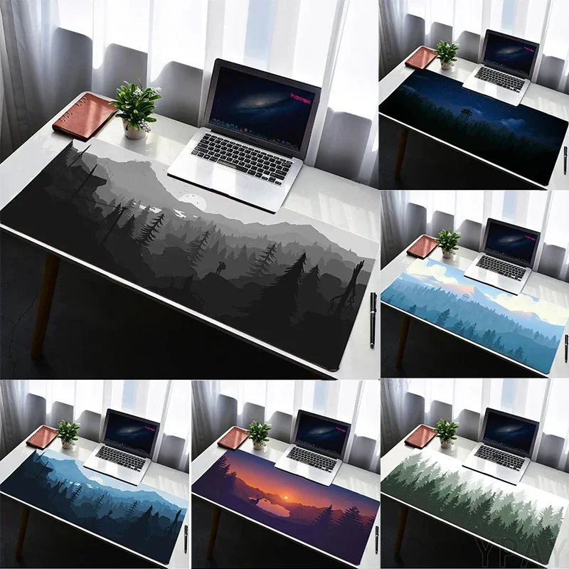 Hazy Forest Series Theme Mountain Visueller Effekt, genähte Kante, Handgelenkstütze, rutschfestes Gaming-Mauspad für Laptops, Schreibtischunterlage