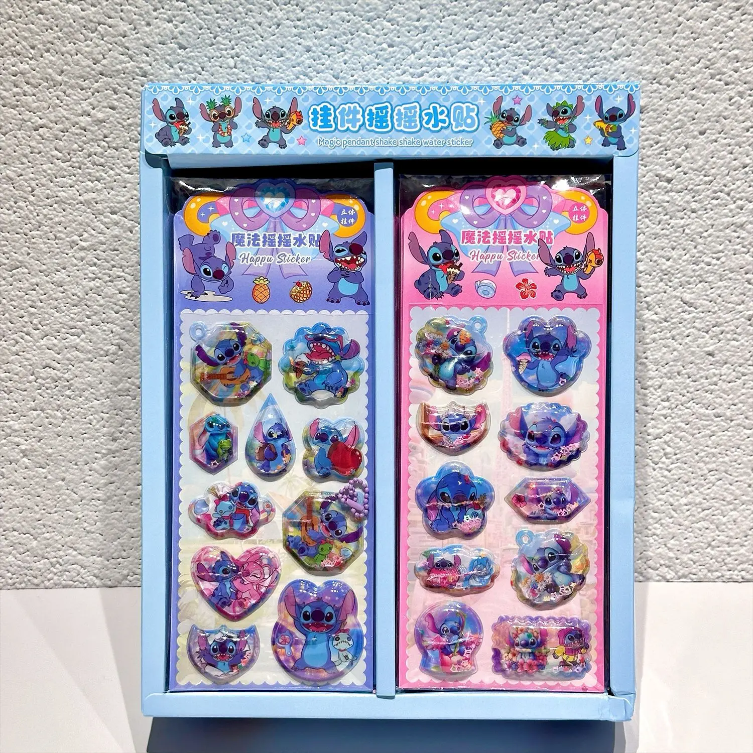 Pegatinas de punto de dibujos animados Kawaii de Disney, pegatinas 3D bonitas para agitar agua, papelería decorativa 3d, regalo, suministros escolares