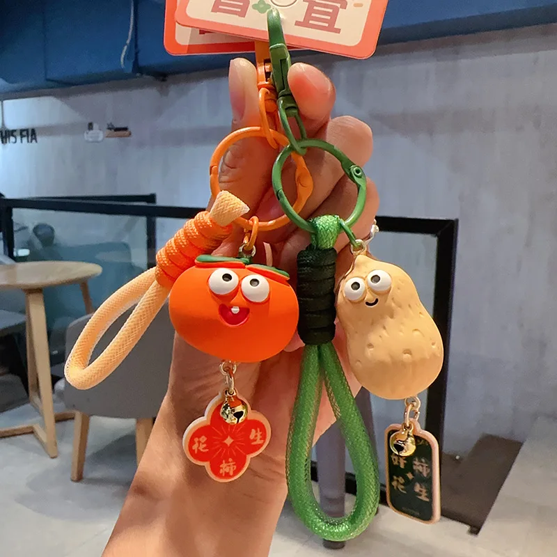 여아용 귀여운 만화 땅콩 인형 키체인, 귀여운 크리에이티브 축제, 작은 선물, 재미있는 가방, 배낭 장식, 작은 펜던트, 1 개