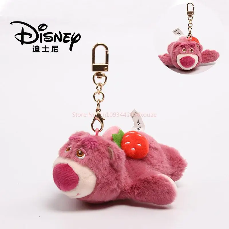 سلسلة مفاتيح ديزني الأصلية على شكل دمية لوسو اللطيفة، دمية ناعمة ورقيقة على شكل فراولة، قلادة للحقيبة، زينة للحقائب للنساء والأزواج، شخصية كرتونية