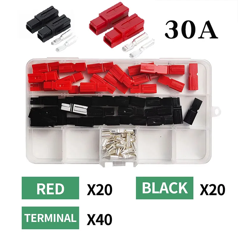 

40/90/200/500Pcs 30A Anderson Single Power pole Connector 600V Copper Terminals Battery Forklift High Current Connector