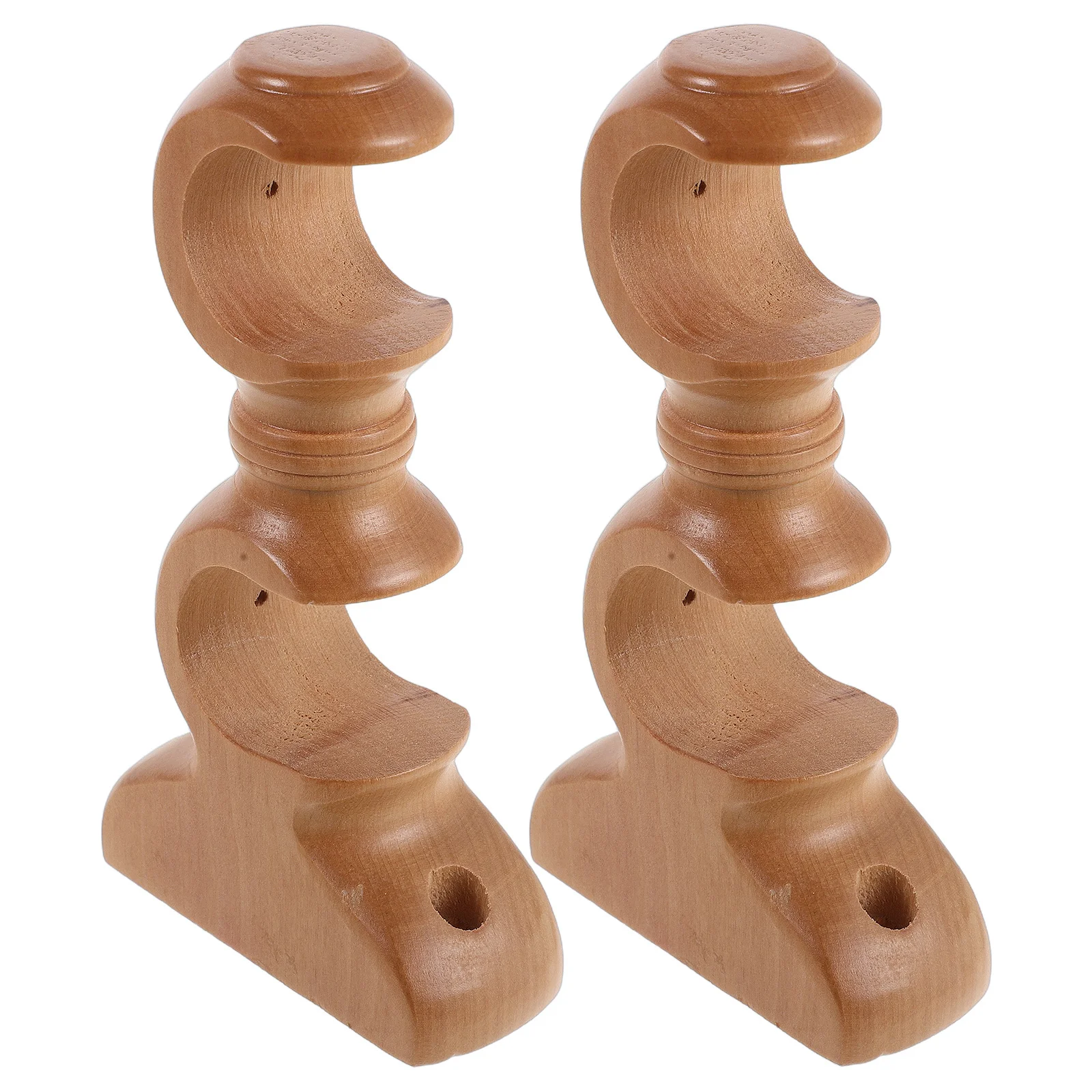 

2pcs Natural Wood Double Curtain Rod Holder Wall Mount For 1.1 Inch 28Mm Pole Drapery Support Bedroom Living Room Bracket