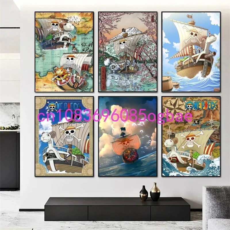 Anime Ship One Cartoon One Piece Poster Print Canvas Painting Wall Art Mural Suitable for Cafe Home Wall Decoration Picture Gift