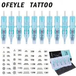 OFEYLE-cartucho de tatuaje para tatuadores, agujas con membrana de seguridad, desechables, 20 piezas, RS, RL, RM, M1