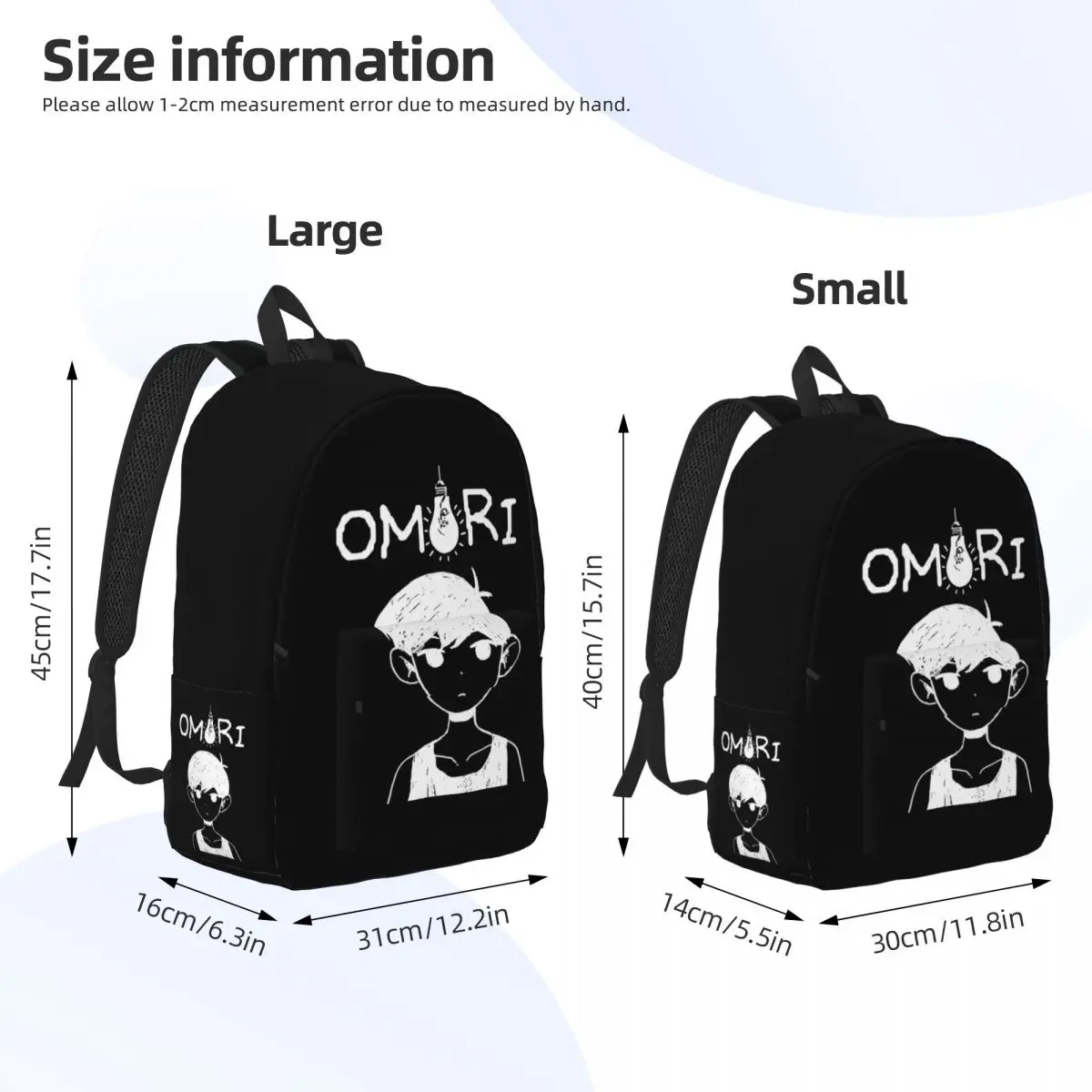 Omori Merch Omori White Backpack for Men Women Fashion Student Hiking Travel Daypack College Canvas Bags Sports