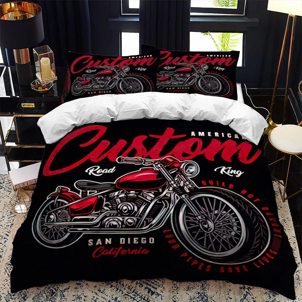 3D Motorcycle Motocross Duvet Cover Racing Dirt Bike Sports Cross-country Race Bedroom Decoration Men Teens Boys Kids Children