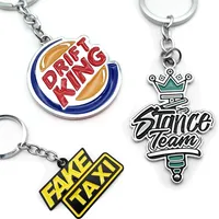 Metal 3D Key Ring Car Tuning Parts Shock Keychain Fake Taxi JDM Styling Keyring Chains for Nissan Toyota Double Sided Drift King