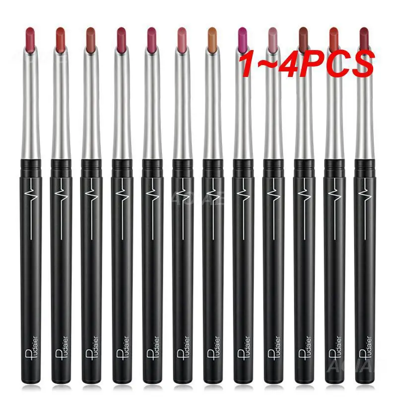 1 ~ 4 Stuks Lipliner Potlood Hydraterende 2-In-1 Waterdichte Hoge Kleurweergave Lippen Make-Up Lippenstift Matte Rijke Kleur Lipliner