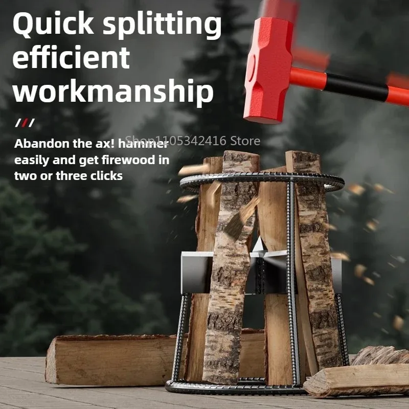 Manual wood splitter, metal cutting tool for firewood log splitting, portable outdoor garden logging wood chopping accessory