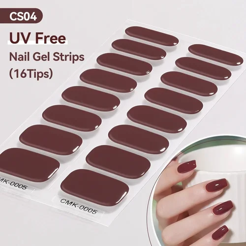 Imagen 2 del producto 16 puntas de pegatinas de uñas semicuradas de color negro francés con brillo, envolturas de esmalte de uñas de Gel UV de larga duración, parche de calcomanías para decoración de uñas de cobertura completa