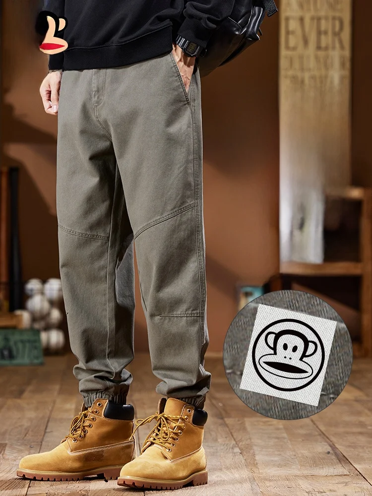 

Мужские повседневные брюки Paul Frank из чистого хлопка, весенние, в американском ретро-стиле, свободного кроя, карго, для активного отдыха, молодежные