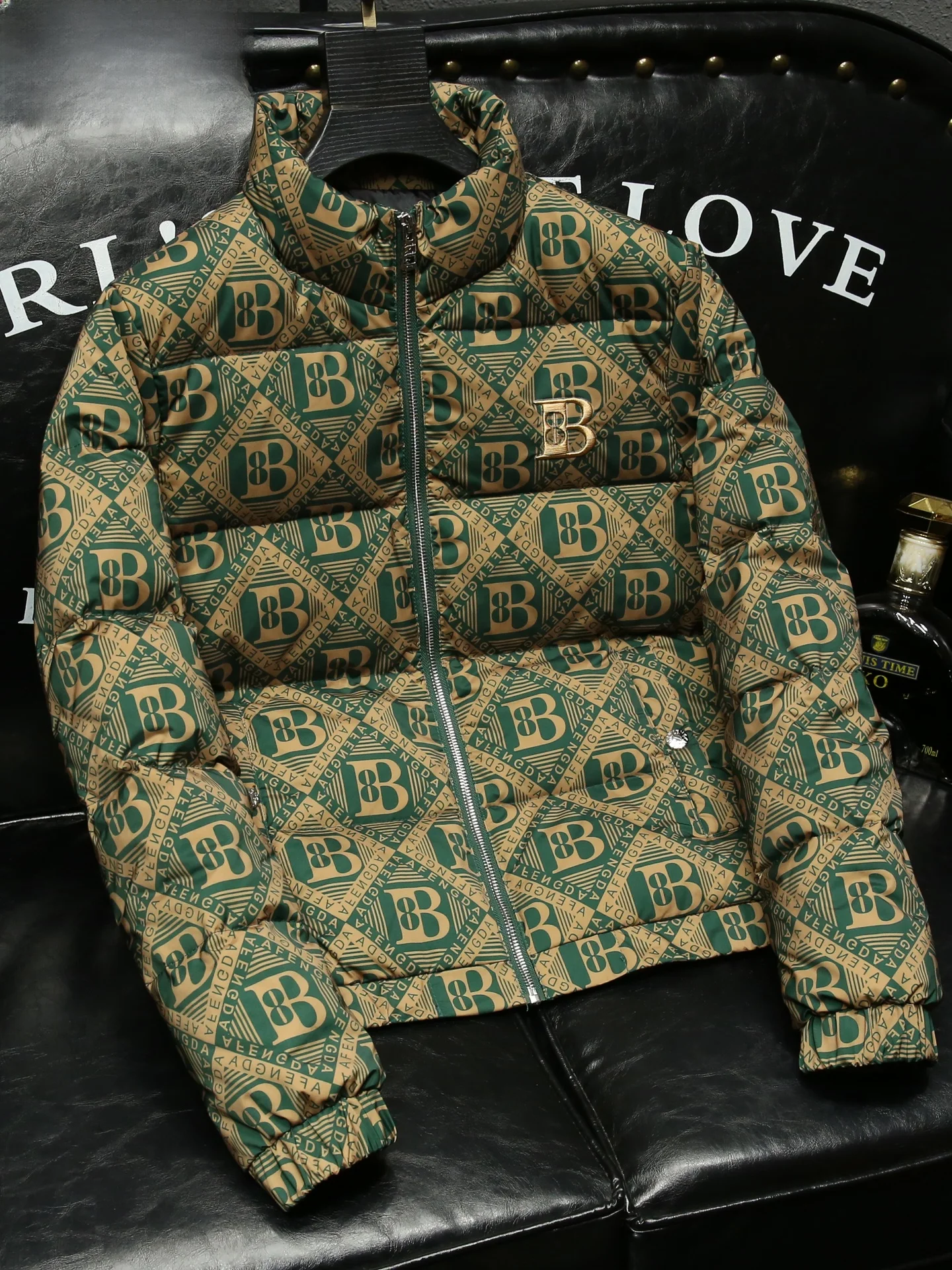 

ZhanChao Brand Men's Fashionable Slim Fit Stand Collar down Jacket Winter New Arrival Warmth Trendy Polyester Fiber Coat