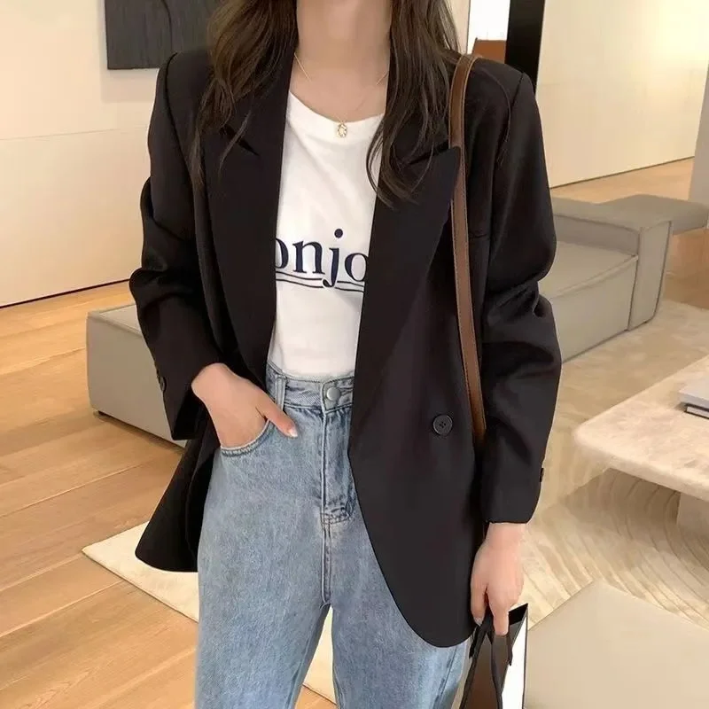 Advanced Sense Female Mid Length Version Small Blazer Jacket Spring Autumn Loose Fit Mid Length Version Small Suit Top Coat