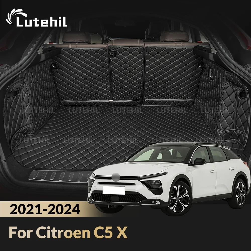 Cargo Liner For Citroen C5 X 2021-2024 23 22 21 Car Trunk Mats Carpet With Backrest Protectors Cargo Mats Accessories Waterproof