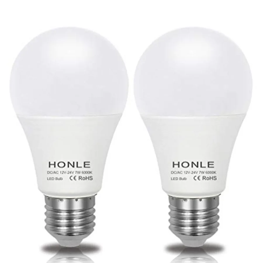 E26 E27 LED 12-24V AC/DC Low Voltage 7W Daylight White 6000k Standard Edison Base 60W Halogen Bulb Equivalent for Rv Off Grid S
