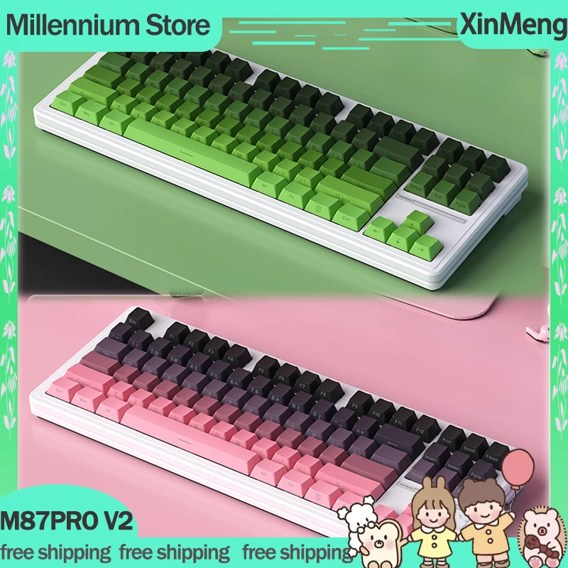 XinMeng M87Pro V2 Mechanical Keyboard 3Mode 2.4G Wireless Bluetooth Keyboard Gaming Keyboard RGB Gasket Customized Keyboard Gift