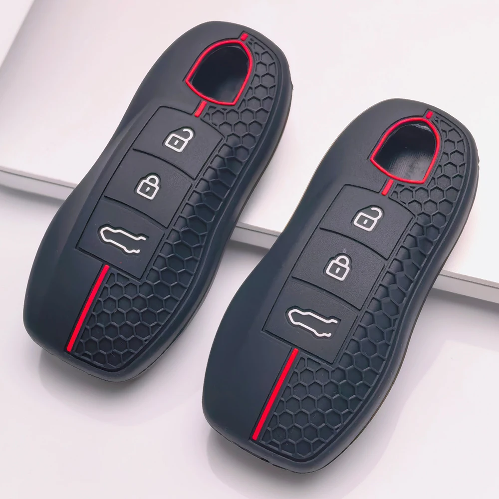 Key Fob Cover for Porsche Cayenne Macan Panamera Boxster 911 Cayman Taycan 718 Anti-Scratch Shockproof Soft Grip Button Friendly
