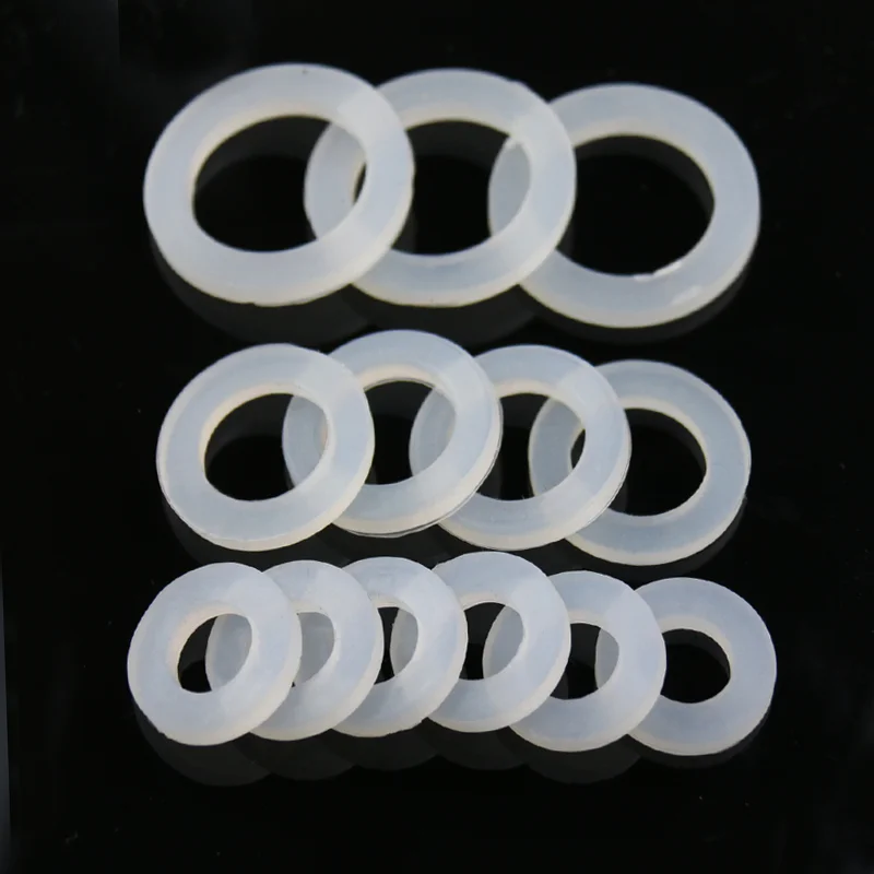 10pcs 2 / 3 / 4 / 6 Inch Milky White Silica Gel Flat Gasket 1 1.2 1.5 2 Inch Rubber Gasket Black O-ring