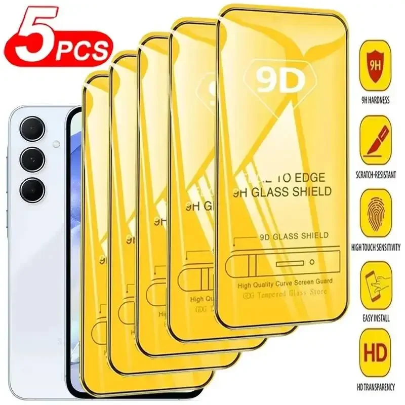 1-5Pcs 9D Tempered Glass For Samsung S25 Ultra S24 Plus S23 S22 S21 S20 FE S10e Lite M52 M51 M32 M31S M30s M21 Screen Protector