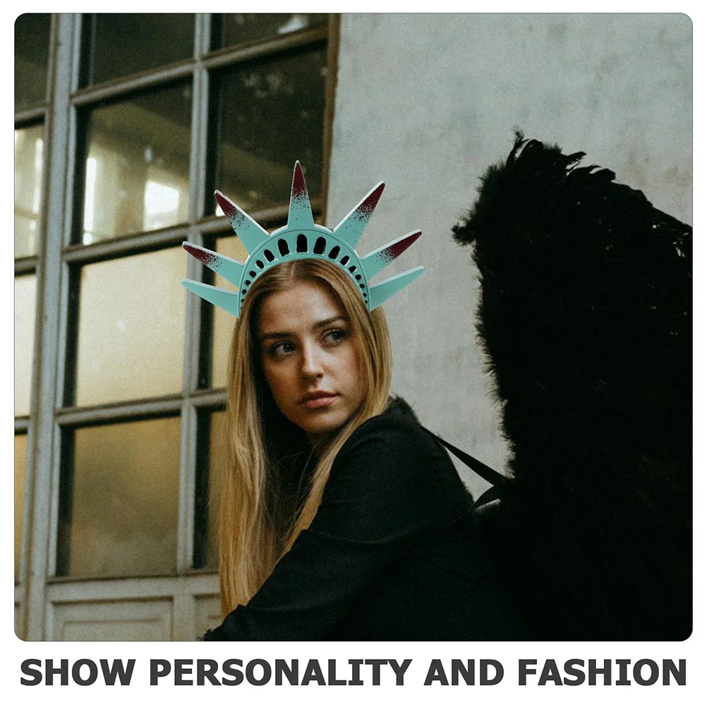 1 zestaw Opaska na głowę z głową Statuetki Wolności Korona Palnik Motyw USA Akcesorium na imprezę Halloween Kostium Rekwizyt do odgrywania ról Dla Kobiet Mężczyzn Dzieci