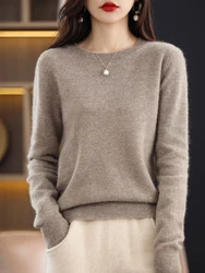 100% Goat Cashmere Knit Sweater Pullover Autumn Winter Hot Sale O-Neck Sweaters Women Soft High Quality Ladies Jumpers Clothes