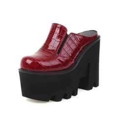 BLXQPYT Women's Plus Size 44 Fashion Leather Platform Pumps 2022 Party Sandals Outdoor Slipper Wedges Shoes H-1