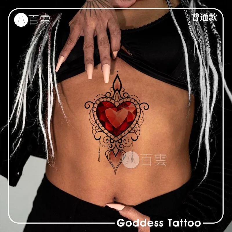 

Red Gem Pendant Tatoo Sticker Lasting Fake Tattoo for Woman Sexy Heart Temporary Tattoo Art Faux Tattoos Waterproof Tatuajes