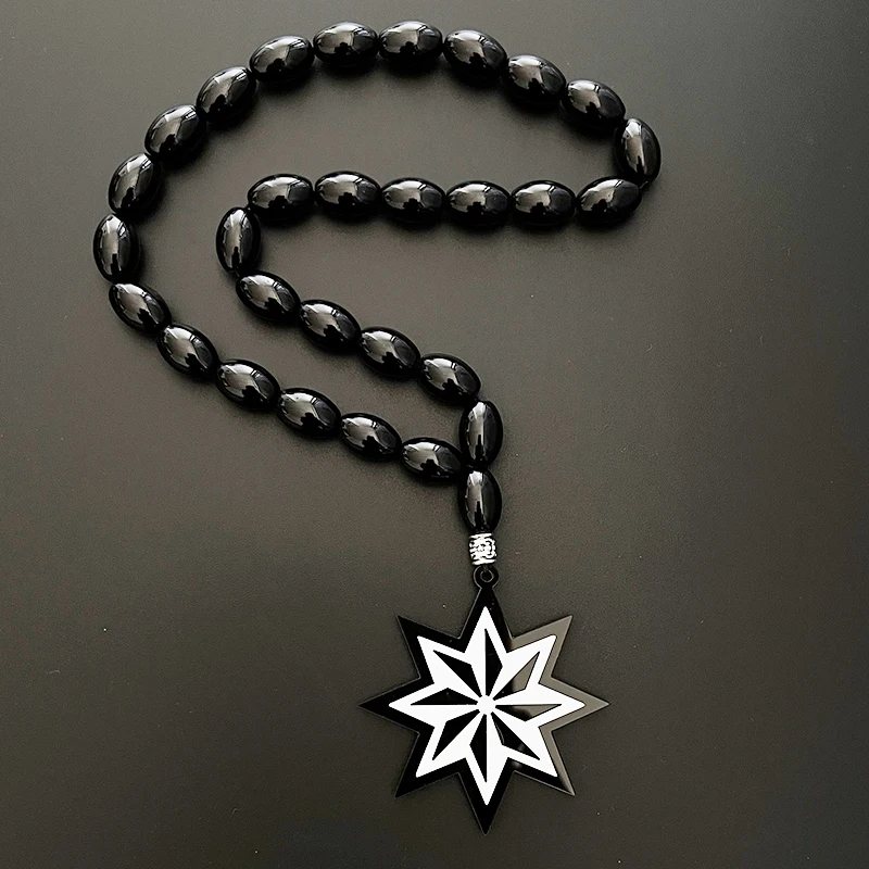 GS15 Rosary Ornaments Beads Religious Muslim Necklace 3D Dimension Laser Acrylic Accessories Car Rear View Mirror HangActPendant