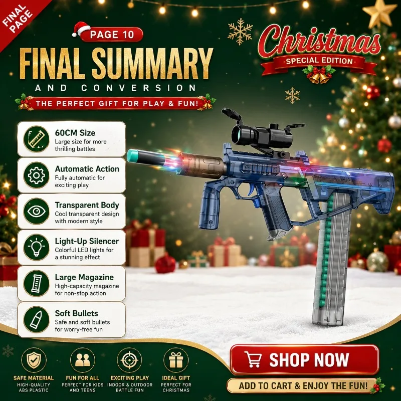 Electric Continuous Fire Toy Rifle Transparent Shell Colorful Light Suppressor Complete Accessory Set For Teen Gift