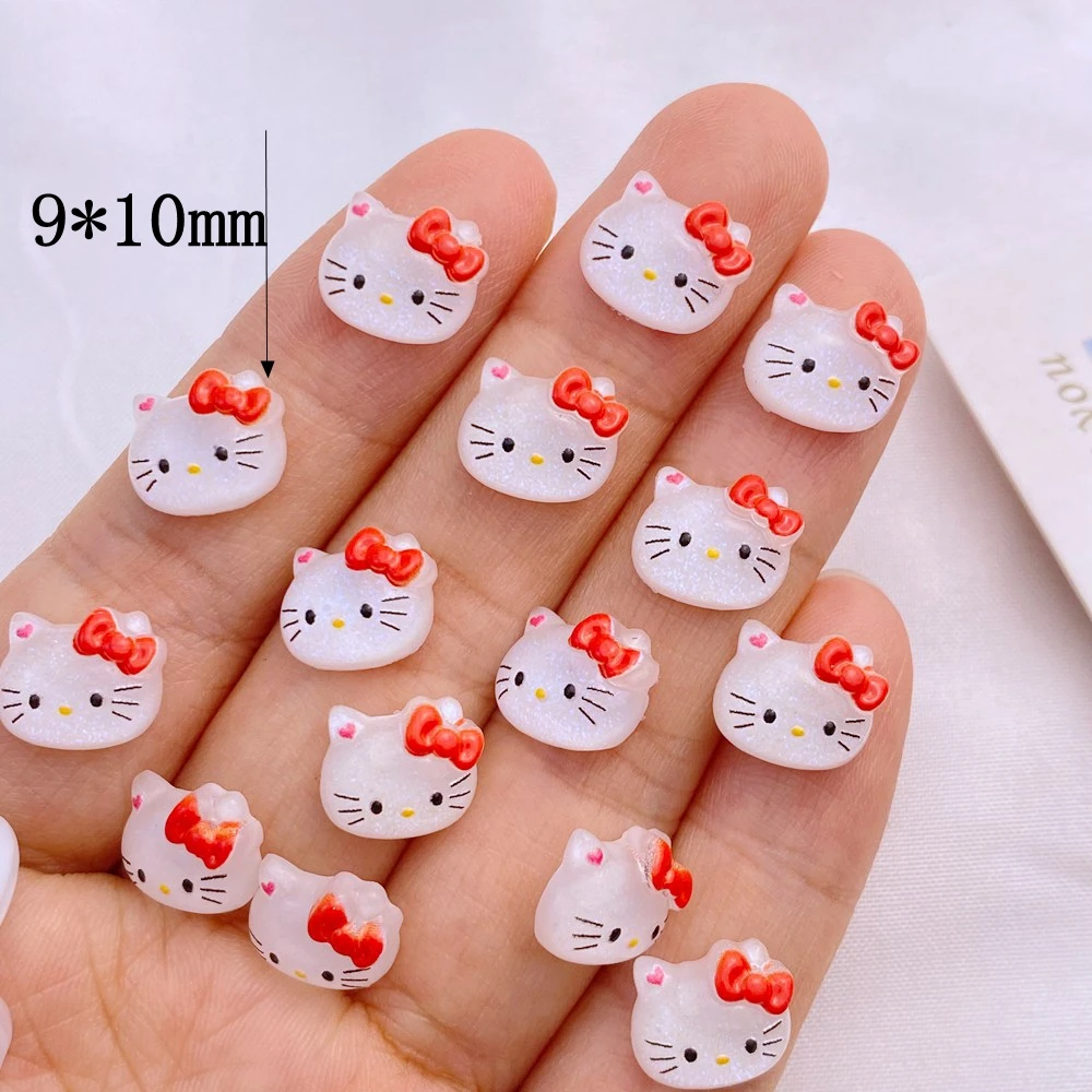 30Pcs New Cute Resin 9*10mm Mini Shiny Little Cat  Flatback Ornament Jewelry Making Manicure Hairwear Accessories