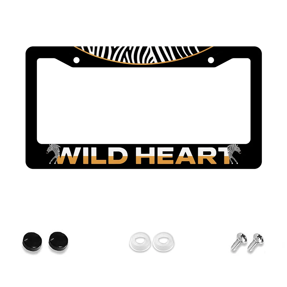 1 قطعة أبيض وأسود زيبرا نمط 2 حفرة إطار لوحة الترخيص ، مادة الألومنيوم ، 6x12 بوصة ، مع مجموعة المسمار ، سيارة الجدة الرجعية