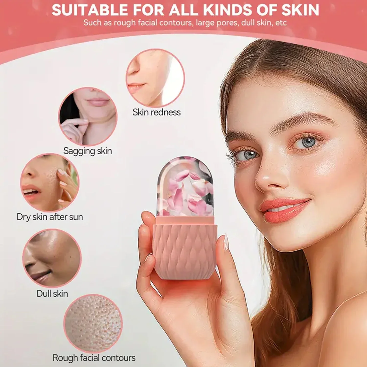 Rodillo de hielo para belleza facial y de ojos, herramientas para el cuidado de la piel, soporte para hielo, cubo Facial Gua Sha, masaje Facial, molde de hielo para apretar la piel de la cara