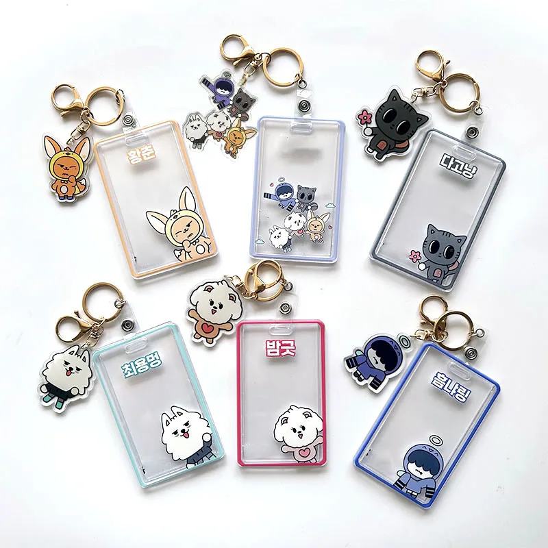 KPOP Yeonjun Beomgyu Cute Acrylic Photo Dispaly Card Holder Keychains Soobin Fox Cat Cartoon Card Sleeve Fans Collectibles Gifts