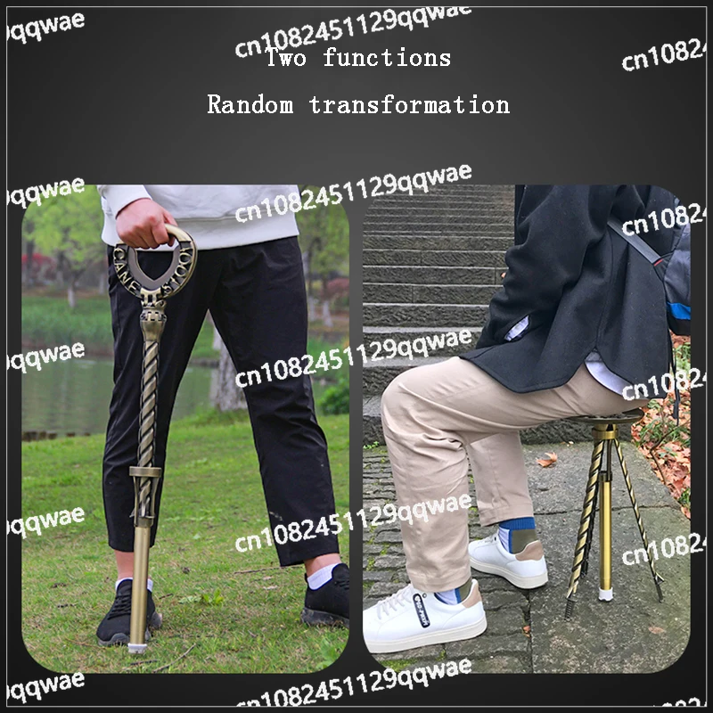 Outdoor Sports Goods Scalable Folding Stool Multifunctional Nonslip Walking Stick Stool Portable Beach