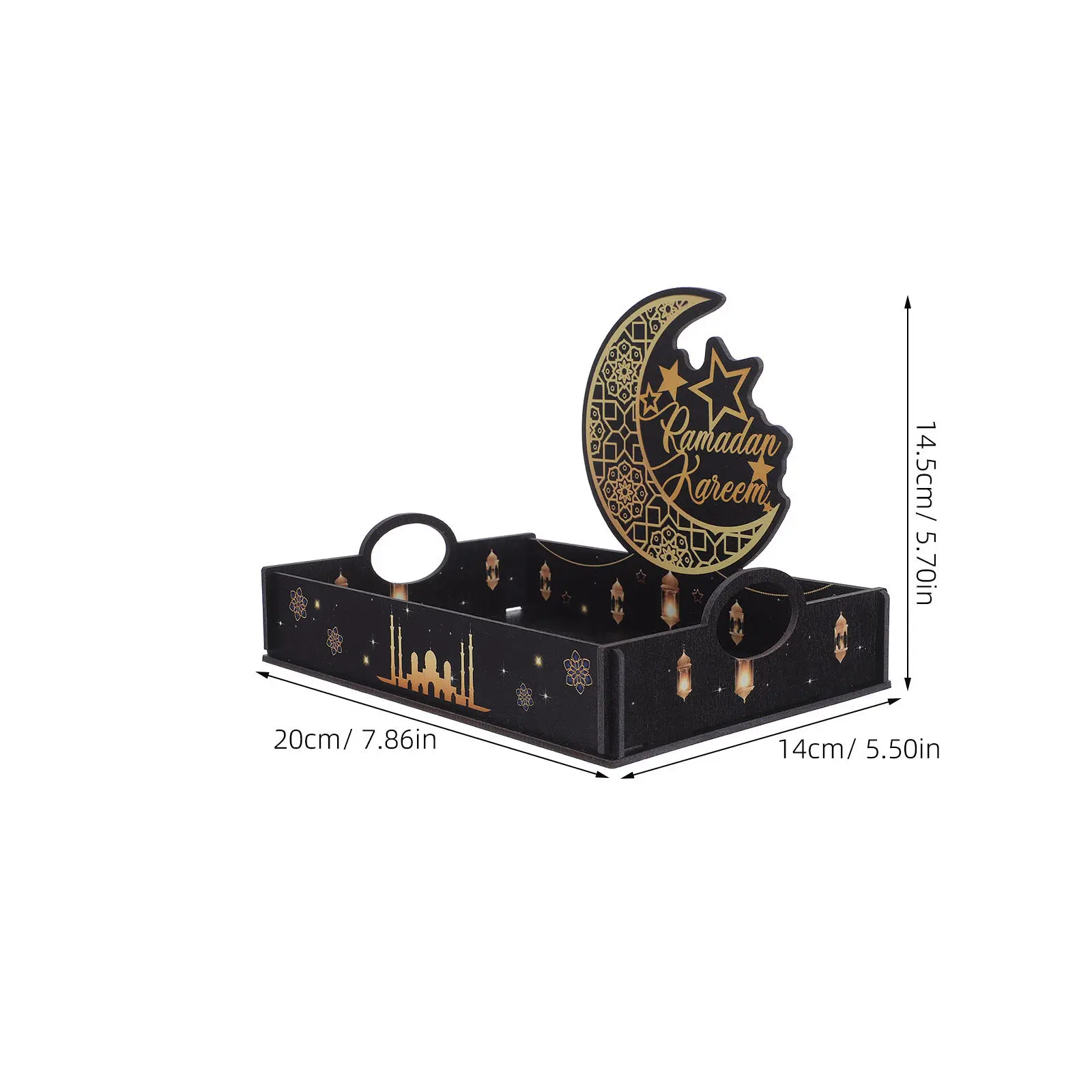 Ramadan Wooden Dessert Display Tray Exotic Middle Eastern Style Eid Celebration Serving Platter for Cookies Sweets Dried Fruits