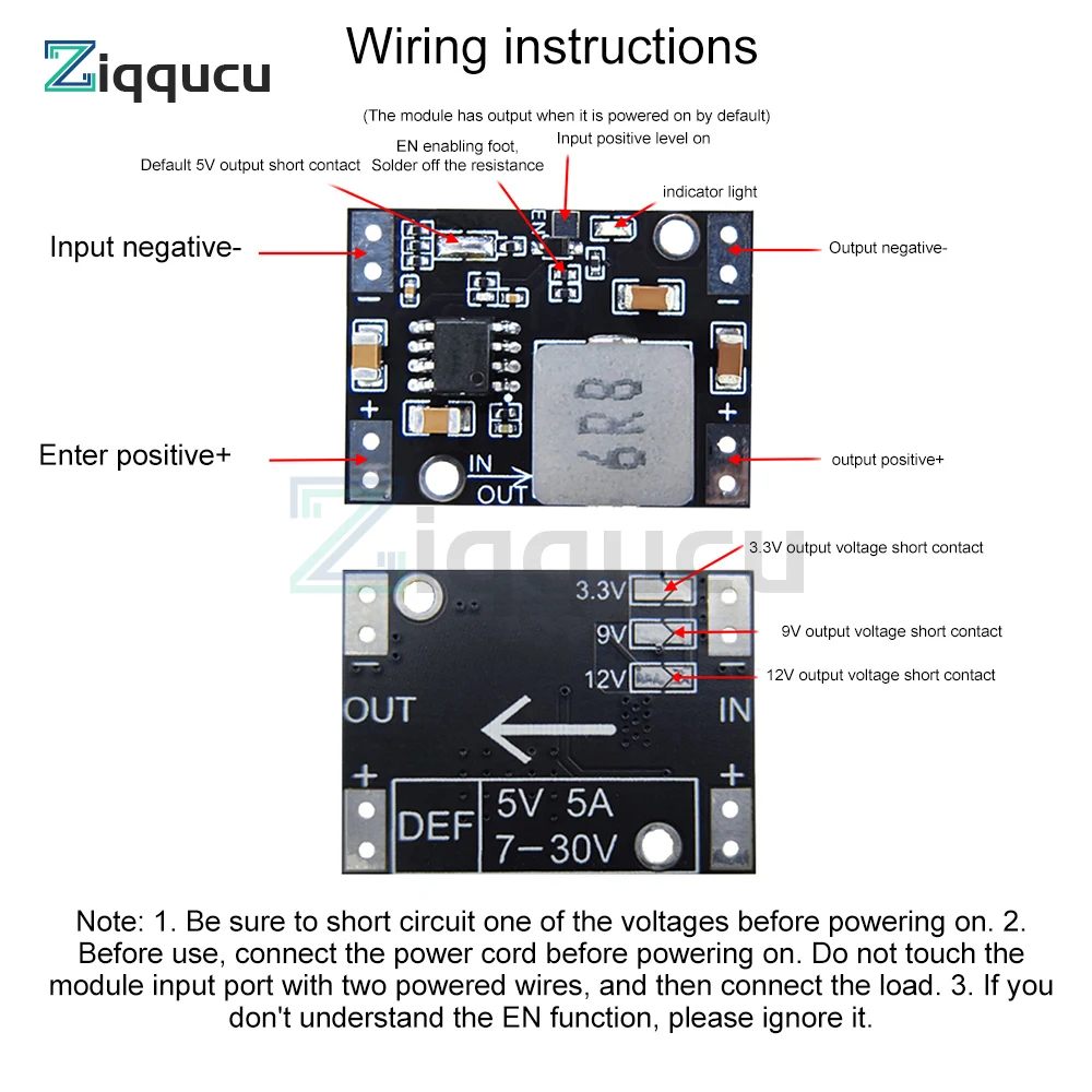 DC to DC High Efficiency Voltage Regulator 7-30V to 3.3V/9V/12V Buck Converter DIY Power Supply Step-Down Module