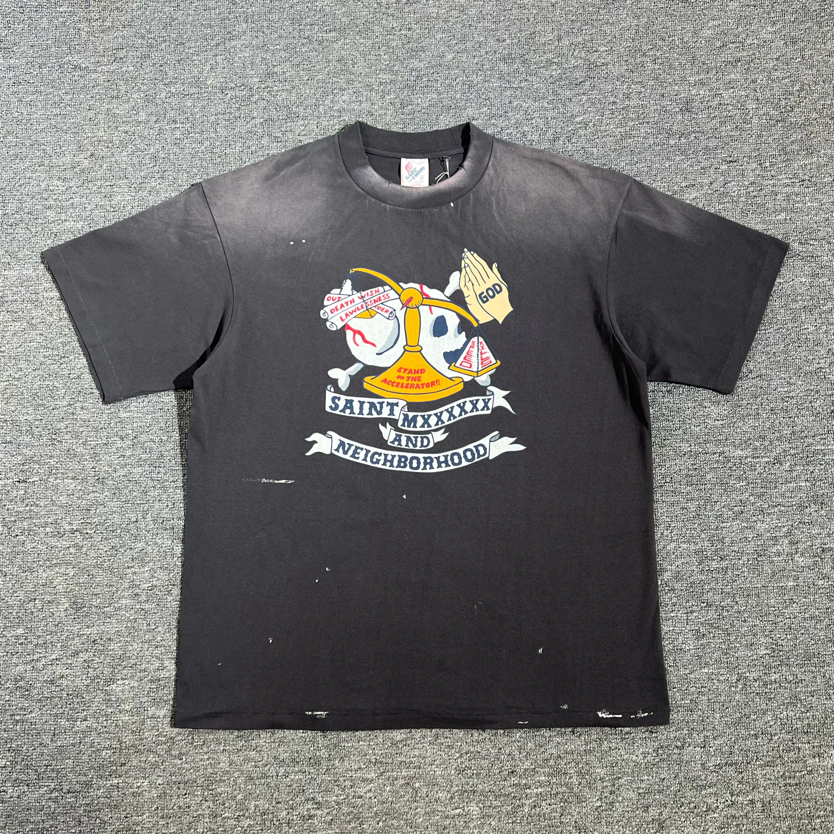 

Saint Mxxxxxx TEE Vintage Waed Devil Bee ort Sve Loose round Ne ex Cotton Casual Tee Creative Fun Print Summer