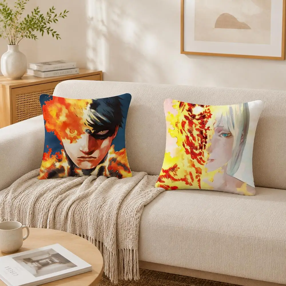 Anime F-FIRE PUNCHS Cushion Cover Plush Decorative Pillow Case With Hidden Zipper Cutecore Room Decor For Home