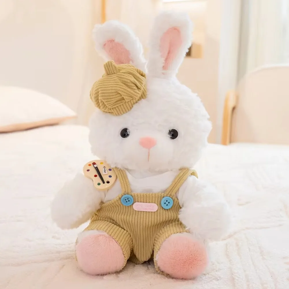 

With Hats Bear Wear Clothes Plush Toys Overall Fluffy Bunny Soft Stuffed Toys Cartoon Collection Rabbit Stuffed Animal