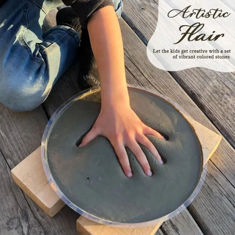DIY Handprint Stepping Stone Kit Includes Stamp Set Craft Kit Handprint Gift Kit Includes Colored Stones