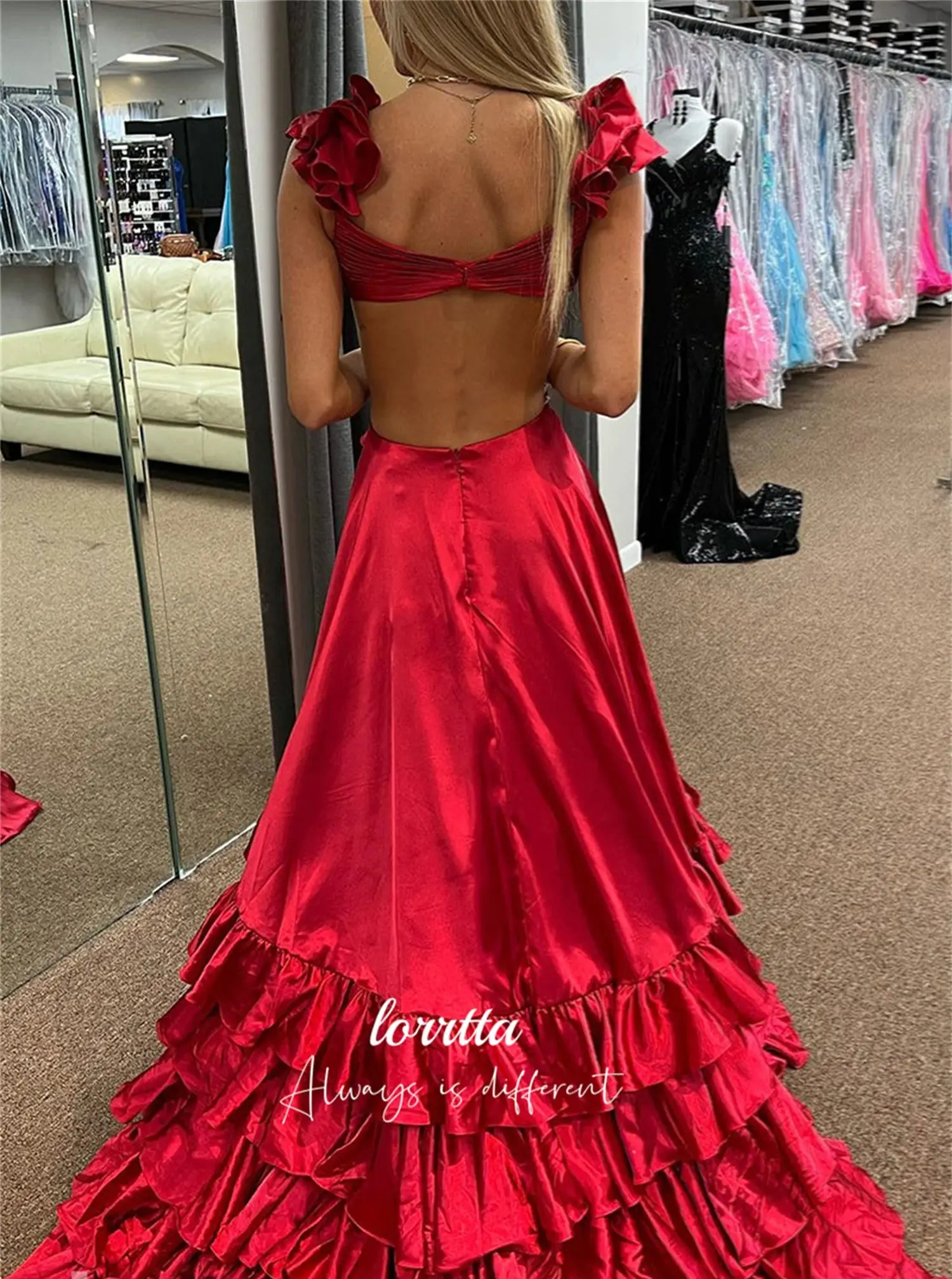 Lorrtta-vestido de noche en capas con Espalda descubierta, traje de baile de lujo para cumpleaños, boda, graduación, fiesta de cóctel, ocasión a medida, 2024