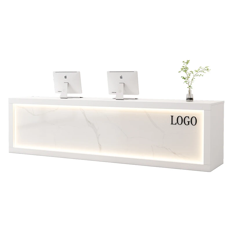 *Simple Modern Minimalist Artificial Stone Reception Desk for Commercial Office Front Desk Cashier Desk