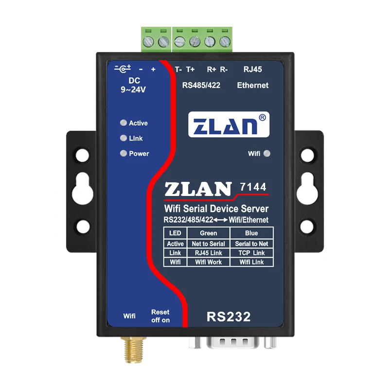 ZLAN7144 RJ45 Rs232 to Wifi JSON MQTT Gateway Industrial Gateway Serial Server Industrial Gateway