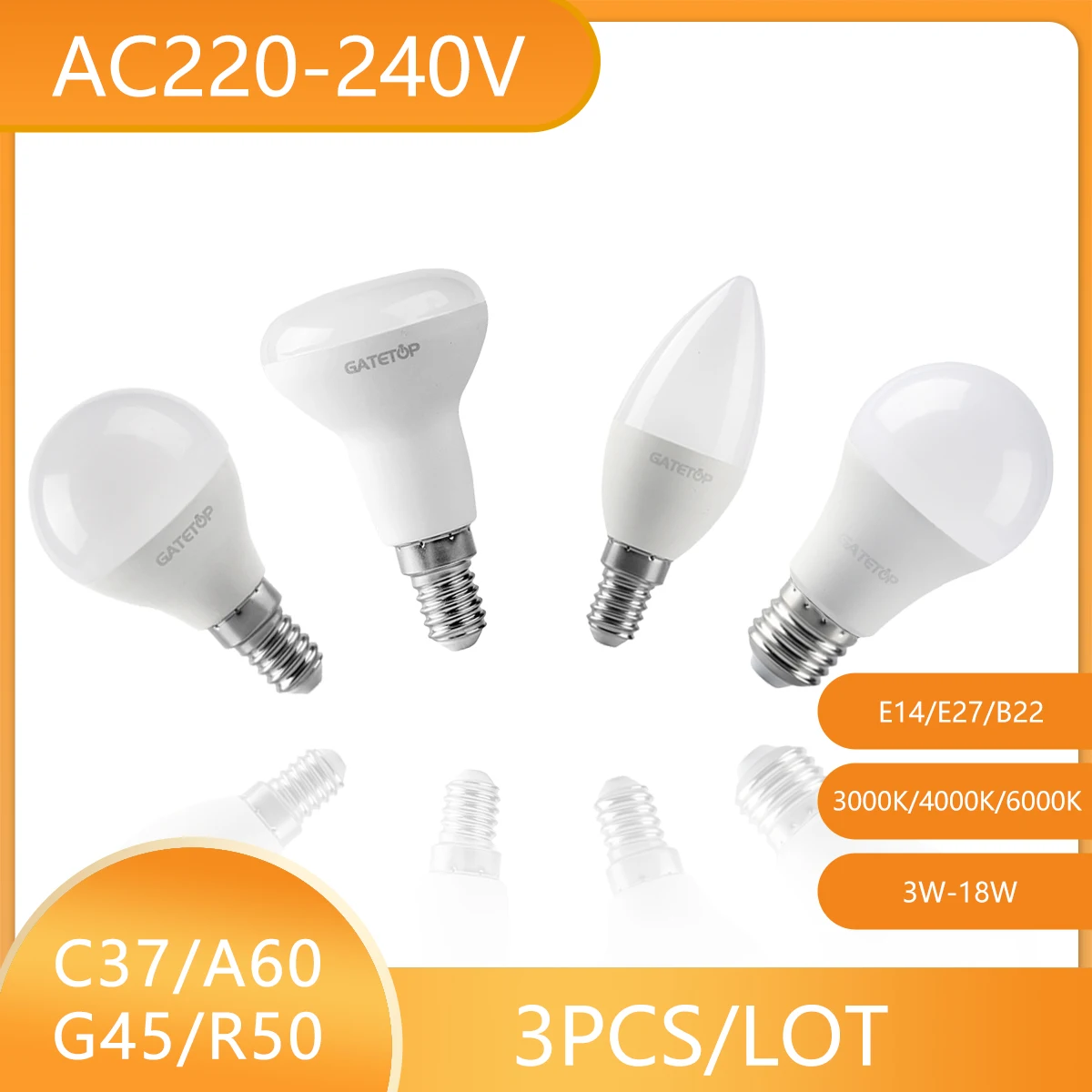 

3PCS GX53 MR16 GU10 LED Bulb Spotlight Lamps AC220V 3W 5W 9W 18W Cold Warm White High Lumen Energy Saving for Living Room