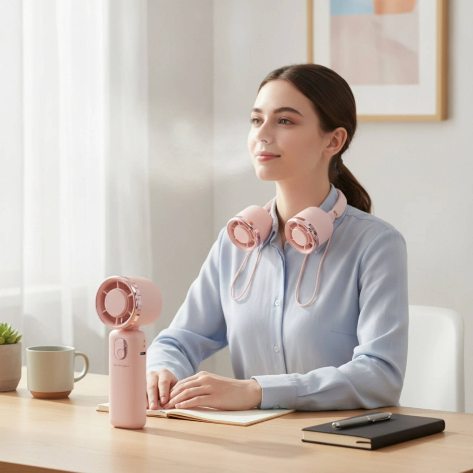 Foldable Fan USB Rechargeable Handheld Fan with Lanyard Compact Lightweight for Travelers, Travel, Office