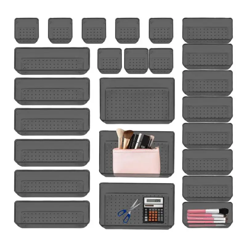 

Drawer Organizer Set 25Pcs Storage Trays Stackable Kitchen Drawer Cabinet Organizer Tray Drawer Organizers Storage Bins For