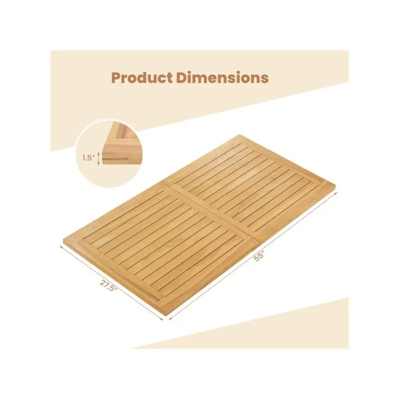 سطح طاولة مستطيل من خشب الساج مقاس 55 بوصة × 27.5 بوصة - تصميم متين وأنيق للاستخدام المنزلي أو المكتبي