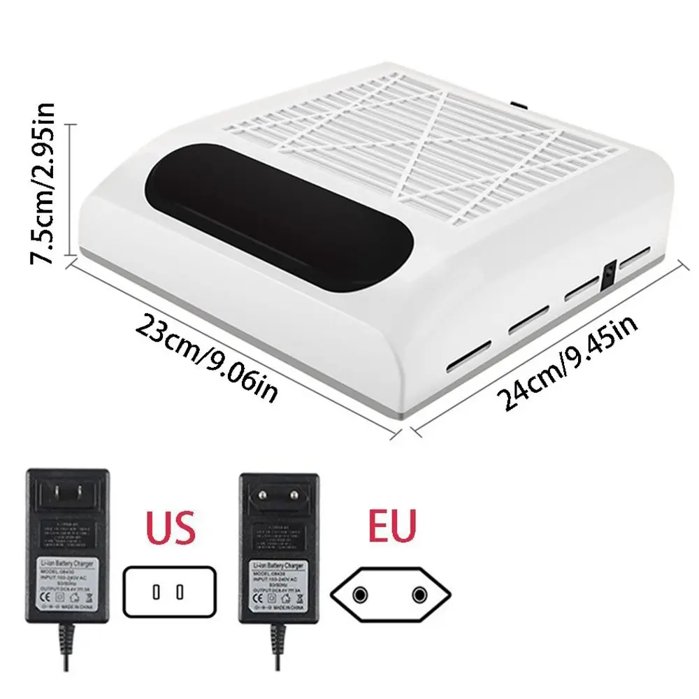 Colector de polvo de uñas de 80W, pantalla de filtro extraíble, aspiradora de polvo de uñas de poco ruido, potente ventilador Extractor de succión